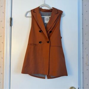 Contemporary key styles brown Double-Breasted Vest// mini dress